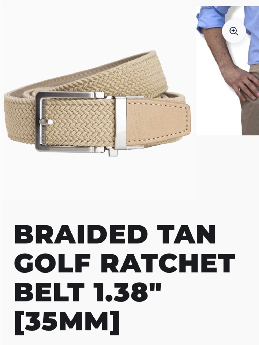 Nexbelt Braided Tan Golf Ratchet Belt - 1.38"